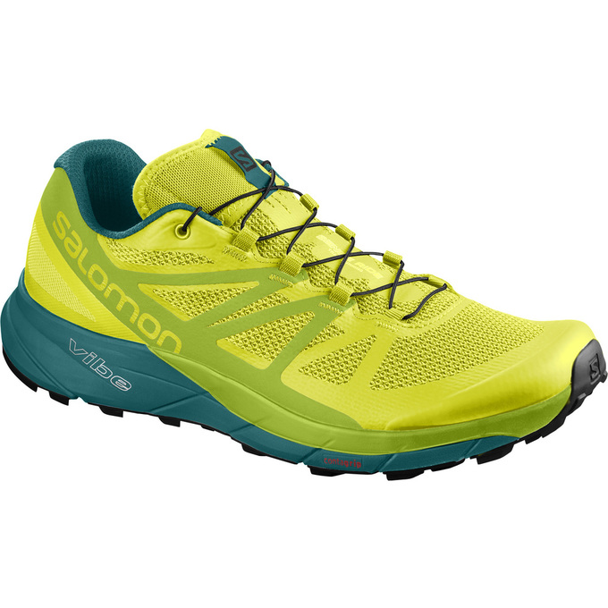 Chaussures De Trail Running Salomon Homme Jaune / Vert - Salomon SENSE RIDE - France (9758-OWNHT)